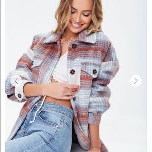 NWT Plaid Button-Front Shacket F21 forever 21 premium label